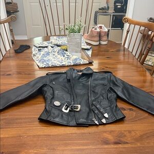 Harley-Davidson Women's Black Leather Jacket with Silver Accents